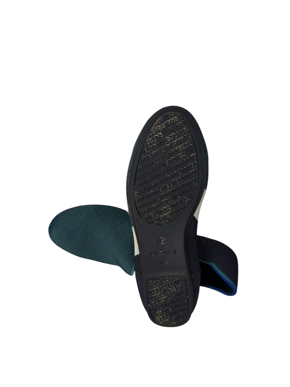 Rothy’s Spruce Prep Shoes Teal Navy White Washable Knit Flat Size 6.5 - Picture 10 of 15